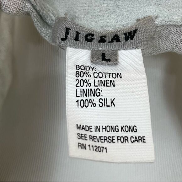 Jigsaw Cotton/Linen/ Silk Lightweight Cardigan Blouse Neutral Tan/ Greige L - Picture 6 of 6